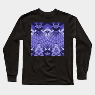 Ultra Violet Detailed Chevron Pattern Long Sleeve T-Shirt